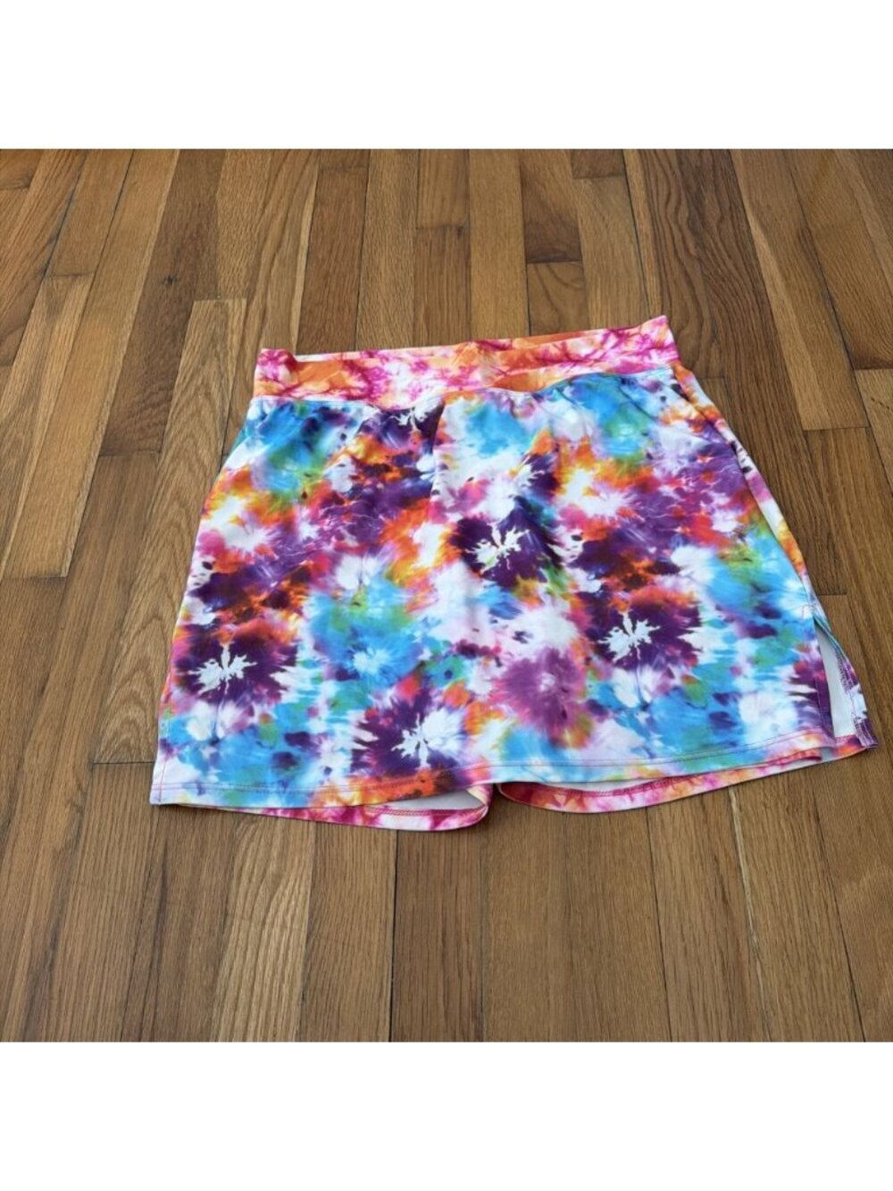 Skort Obsession Women's Skirt Tie-dye Colorful Pockets Pull on Size L (B11)